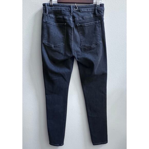 FRAME Le One Skinny Teller Jean in Two Tone Wash Blue Dark Gray Denim Size 2 - Picture 3 of 9
